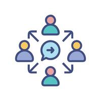 Teamwork Communication Network with Arrows Icon Illustration vector