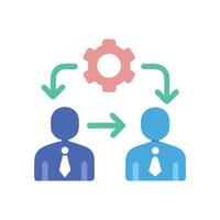 Collaboration process icon with two people and cog vector