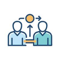 Teamwork, collaboration, communication, knowledge sharing, business process icon vector