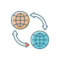 Global Exchange Process Arrows Between Two Different Globes vector