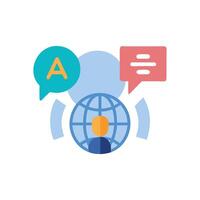 Global translation services icon with speech bubbles and globe vector