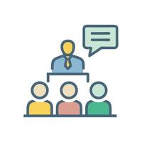 Organization chart with speaker icon and team members vector