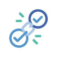 Backlink symbol with verification checkmarks for website connection vector