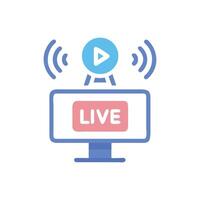 Live Stream Broadcast on Computer Screen Illustration vector