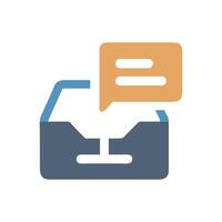 Inbox Icon with Message Notification on Black Background vector