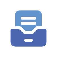 Blue document inbox illustration on black background vector