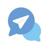 Blue message bubbles with send icon on black background vector