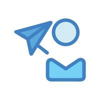 Blue Send Message Paper Airplane Icon on Black vector