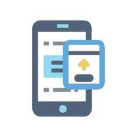 Smartphone upload file icon, mobile application concept image vector