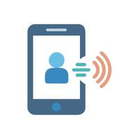 Mobile call icon, person chatting on smartphone vector