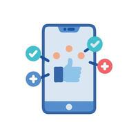 Mobile phone feedback likes, pluses, checks and more. vector