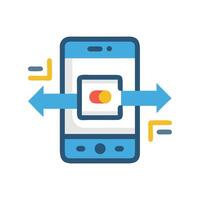 Mobile phone data transfer or syncing process concept vector