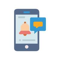 Smartphone notification with bell and chat bubble icon vector