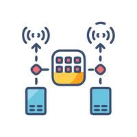 Wireless network icon with signal and server connection vector