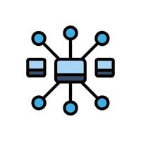 Connection Diagram Icon with Blue Nodes and Boxes vector