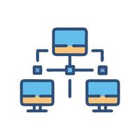 Network structure illustration with connection to multiple computers vector