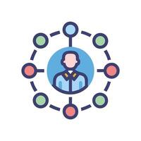 Network Man Icon Connecting People and Information vector