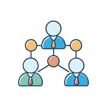 Organization chart icon showing business hierarchy with managers vector