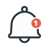 Bell icon notification, unread message, reminder, alert symbol vector