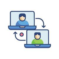 Virtual data exchange, remote collaboration, conference concept vector