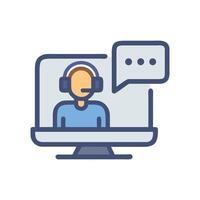 Online customer service support with digital computer icon vector