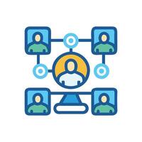 Network of connected people, social interaction and team connection vector