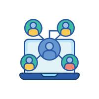 Online network on computer, social media, virtual connection vector