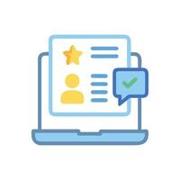 Online profile review, approval, verification on a laptop vector
