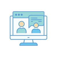 Virtual meeting on computer screen, call icon vector