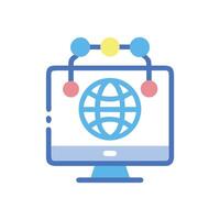 Connected World Network on Desktop Computer Illustration vector