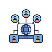 Global network connection concept with people and world vector
