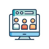 Online Meeting Platform with Team on Computer Screen vector