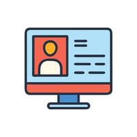 Computer screen showing user profile, online identity display vector