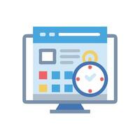 Calendar Scheduling on Desktop Monitor with Deadline Clock vector