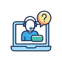 Online customer support with question mark on a laptop vector