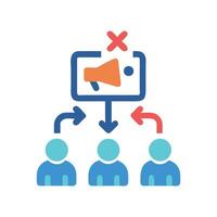 Failed marketing campaign icon showing people getting no message vector