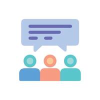 Group discussion, teamwork, conversation, communication, feedback, business meeting vector