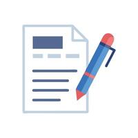 Document with pen icon on black background vector