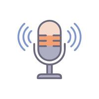 Retro Microphone Icon with Sound Waves on Black vector