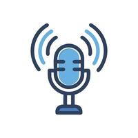 Retro Microphone Podcast Icon with Black Background vector