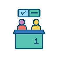 Voting booth illustration with choice and rejection options vector