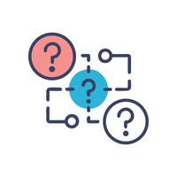 Question marks connected by lines, business decision icon concept vector