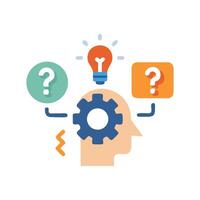 ProblemSolving Brain Questions, Ideas, and Thought Process vector