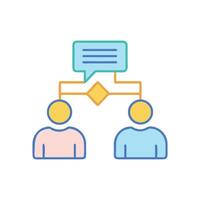 Decision making flow chart with communication and teamwork vector