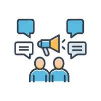Communication and teamwork with megaphone and speech bubbles icon vector