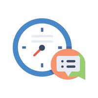 Scheduled Communication Clock Icon with Speech Bubble Illustration vector
