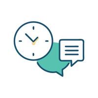 Appointment reminder icon with clock and chat bubble vector