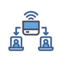 Wireless router with two clients communicating information vector