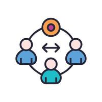 Communication network connecting people, focus on team collaboration vector