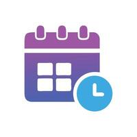 Gradient Calendar with Clock Icon on Black Background vector